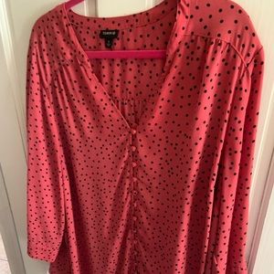 Torrid georgette button blouse, polka dot